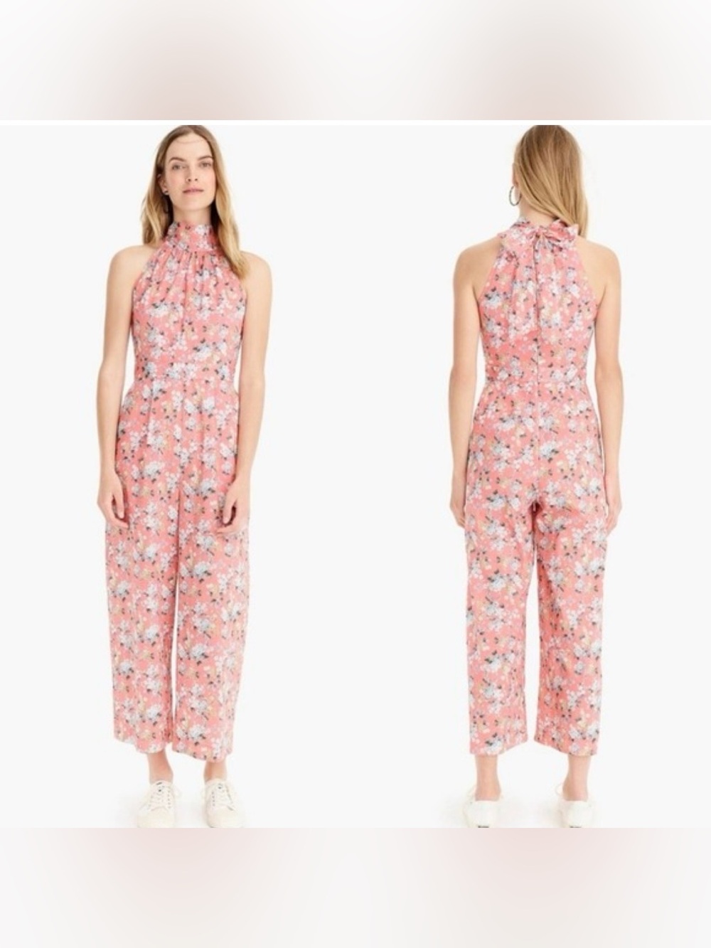 J Crew Liberty Josephine cropped wide leg floral jumpsuit Women’s size 4 cotton